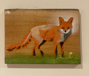 Fox ‘Fantastic Mr’ - New 2022 - artwork on Elm wood size 18 x 14cm
