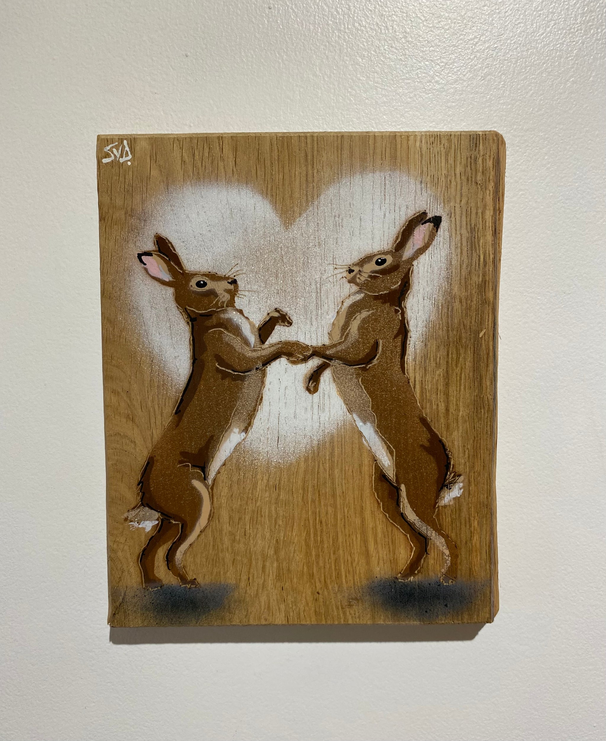 Hare for 2025 - New Artwork on Oak wood-  Number 5  - size 17 x 21cm