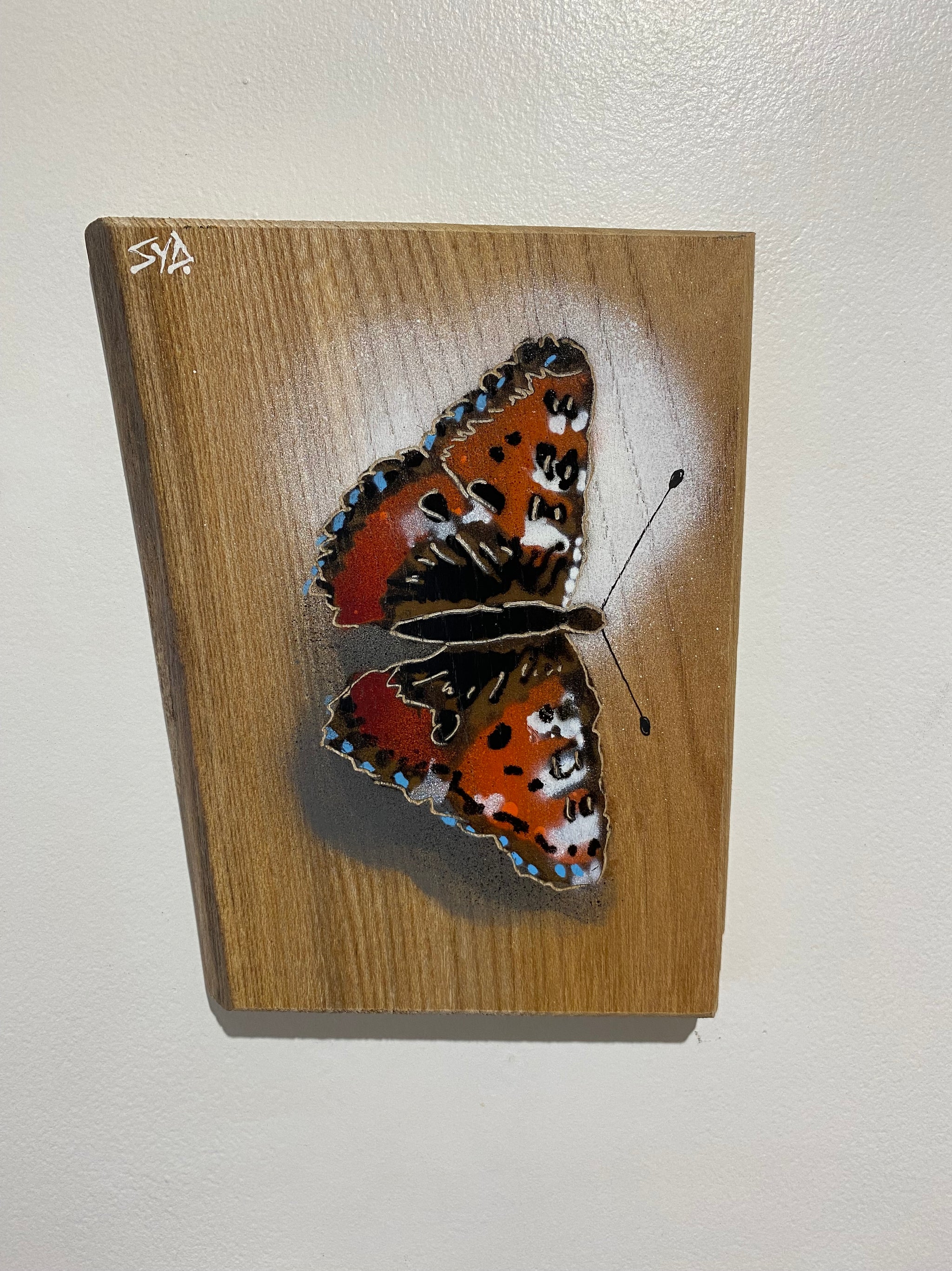 Butterfly 2024 Stencil Art on Elm, limited edition artwork - 14 x 18cm
