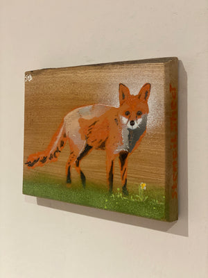 Fox ‘Fantastic Mr’ - New 2022 - artwork on Elm wood size 18 x 14cm