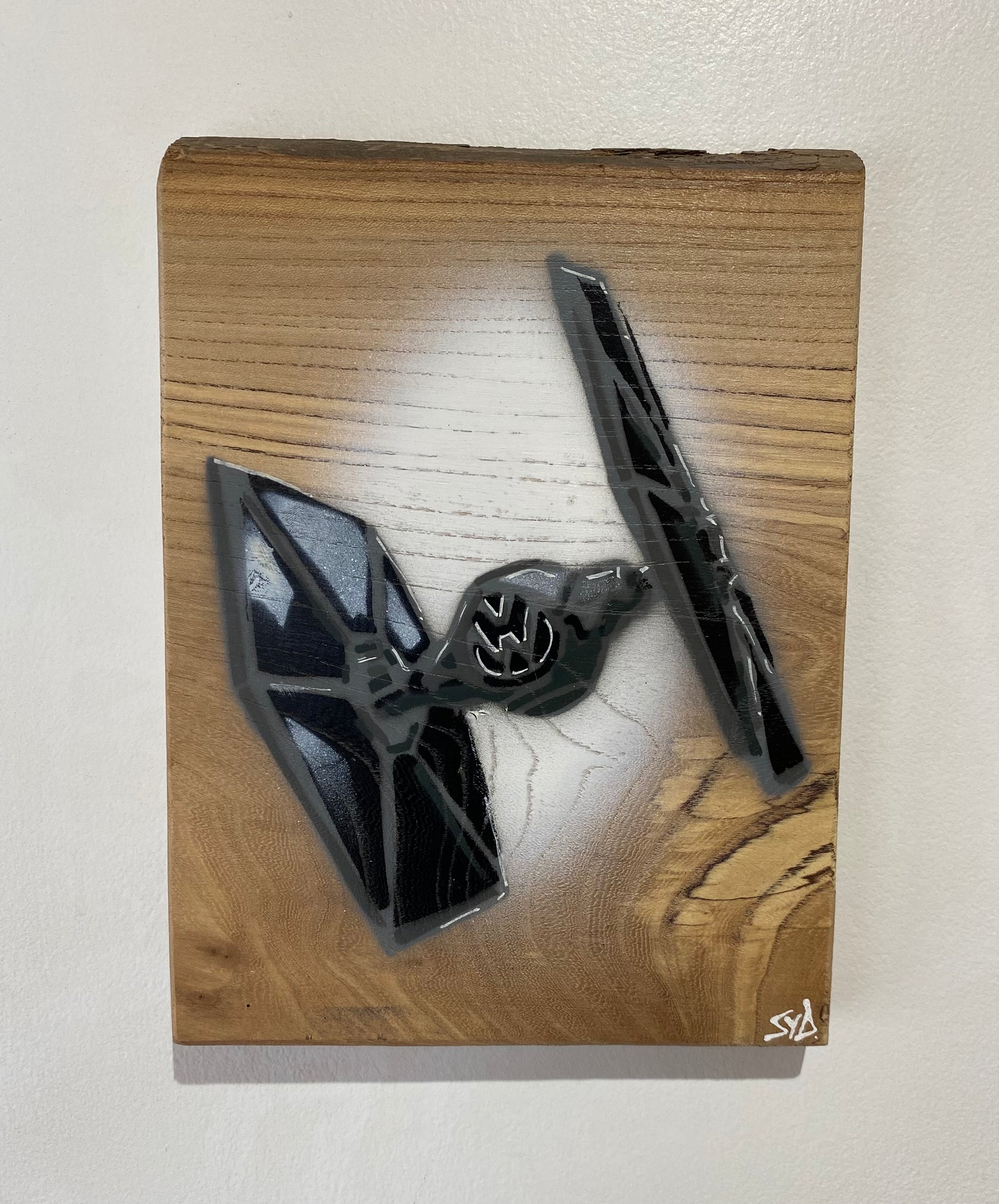 'Crafty' - Sci Fi Mash Up on Oak wood - 17 x 24cm