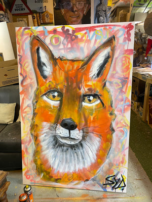 Fox Freehand Contemporary Spray Painting 1m by 1.5m