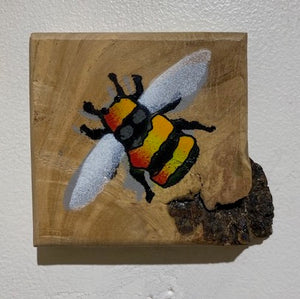 Micro Bumble Bee - Handmade on sustainably sourced Elm wood 9 x 10cm approx