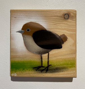 Cheep Bird - New for 2022 - Signed Limited Edition on Pine wood - 12 x 13cm