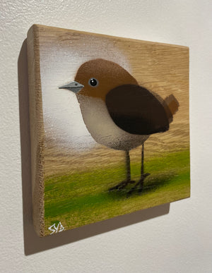 Cheep Bird - New for 2022 on Oak wood from the UK - size is approximately 11 x 11cm