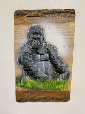 'Big Daddy' Gorilla - Father's Dad Art - Number 7 on barky Ash Wood