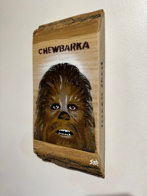 'Chewbarka' New for 2025 on barky Ash wood no. 4  artwork size 12 x 25cm - Signed Limited Edition