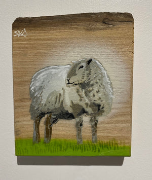 ‘Warm’ Sheep Stencil Artwork  - signed art on Elm - No. 3 from edition of 60 - 13  x16cm