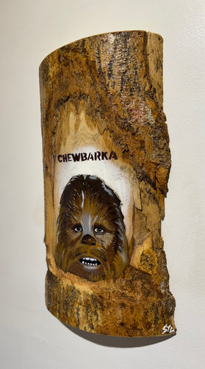 'Chewbarka' New for 2025 on barky Ash wood no. 2  artwork size 18 x 34cm - Signed Limited Edition