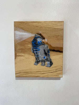 R2 Spray Can artwork on English Oak - Very popular piece - size 19 x 22cm