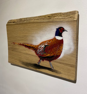 Pheasant on Oak wood from the UK - Signed Limited edition - 39 x 24cm