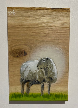 ‘Warm’ Sheep Stencil Artwork  - signed art on Oak - No. 2 from edition of 60 - 14 x 22cm