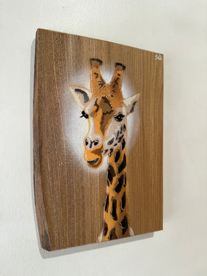 Giraffe ‘High Tower’ New for 2025 on Elm Wood from the UK - Number 4 - size 15 x 24cm