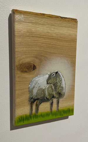 ‘Warm’ Sheep Stencil Artwork  - signed art on Oak - No. 2 from edition of 60 - 14 x 22cm