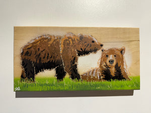 Bear Pair new for 2025 on Ash wood - Number 10 in edition - 27 x 14cm