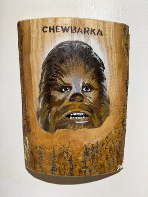 'Chewbarka' New for 2025 on barky Ash wood no. 3  artwork size 17 x 22cm - Signed Limited Edition