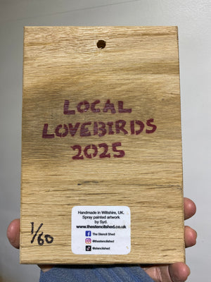 Local Lovebirds (Jackdaws) new for 2025 on Oak wood - Number 1 in edition - 14 x 21cm