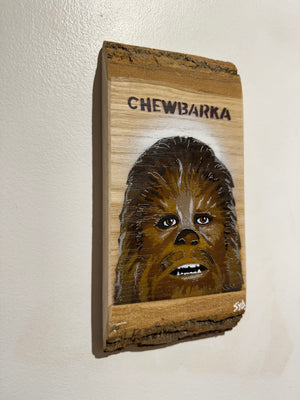'Chewbarka' New for 2025 on barky Ash wood no. 4  artwork size 12 x 25cm - Signed Limited Edition