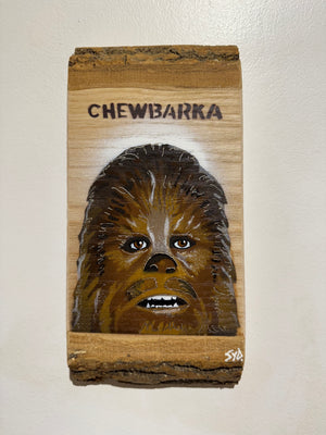 'Chewbarka' New for 2025 on barky Ash wood no. 4  artwork size 12 x 25cm - Signed Limited Edition