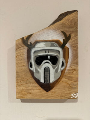 Scouter on barky Elm wood - Signed Limited Edition artwork -  size 13 x 19cm - 80 in edition