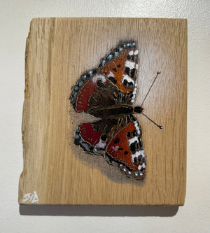 Butterfly 2024 Stencil Art on Oak Number 5 in edition - 15 x 17cm
