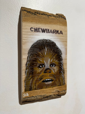 'Chewbarka' New for 2025 on barky Ash wood no. 5  artwork size 12 x 25cm - Signed Limited Edition