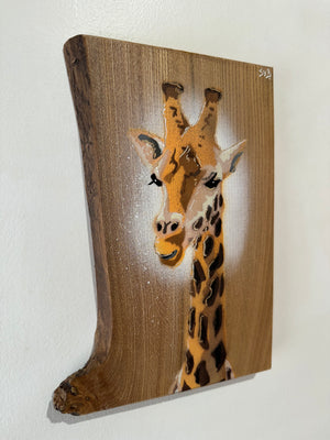 Giraffe ‘High Tower’ New for 2025 on Elm Wood with notch from the UK - Number 5 - size 17 x 24cm