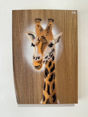 Giraffe ‘High Tower’ New for 2025 on Elm Wood from the UK - Number 4 - size 15 x 24cm