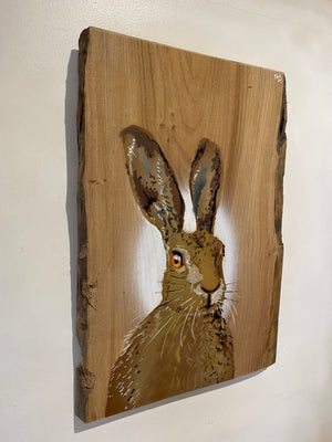 Hare Today - Elm wood from the UK - 38 x 54cm