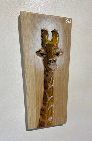 Giraffe ‘Peepo’ New for 2024 on Oak Wood from the UK  - size 11 x 28cm