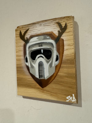 Scouter on oak wood - Signed Limited Edition artwork -  size 15 x 13cm