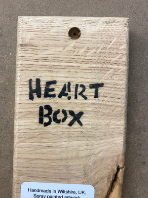 Heart Balloon in a box - Handmade Stencil artwork on Oak - 8 x 19cm