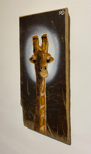 Giraffe ‘Peepo’ New for 2024 on Elm Wood from the UK - size 11 x 28cm