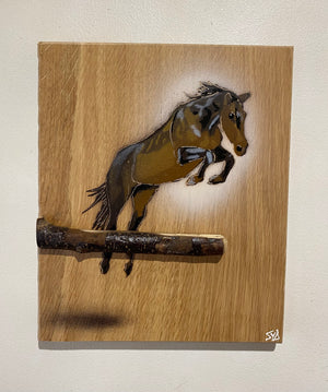 Dark Horse 2024 on oak - 20 x 24cm - Number 26 in edition
