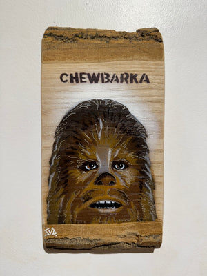 'Chewbarka' New for 2025 on barky Ash wood no. 5  artwork size 12 x 25cm - Signed Limited Edition