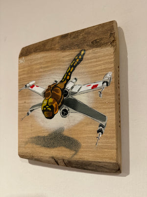 'D-Wing' - Sci Fi Mash Up on rare Elm wood from the UK - 22 x 19cm