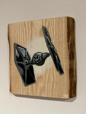 'Crafty' - Sci Fi Mash Up on Ash wood - 21 x 20cm