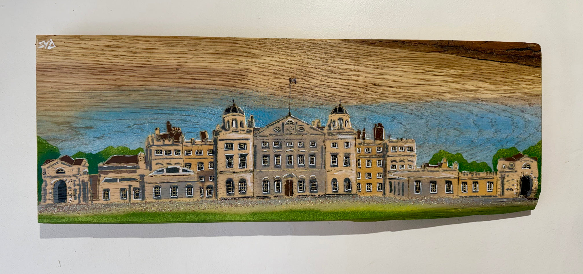Badminton House 2026 on Oak wood - Number 6 - unique artwork size 57 x 21cm