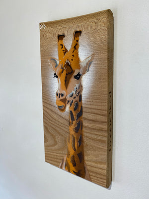 Giraffe ‘High Tower’ New for 2025 on Elm Wood from the UK - Number 8 - size 13 x 26cm
