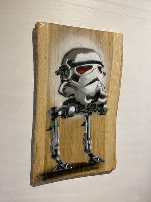 GO-ST XL Artwork - Sci Fi Art 'mash up' on Oak wood - signed limited edition size 34 x 54cm