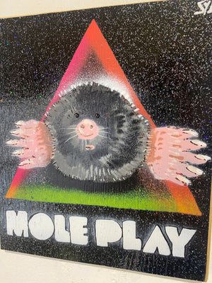 Mole play 2024 - Exclusive artwork from Glastonbury 2024 - 18 x 21cm on sustainably sourced oak wood from the UK