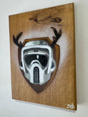 Scouter on Oak wood - Signed Limited Edition artwork -  size 13 x 18cm - 84 in the edition