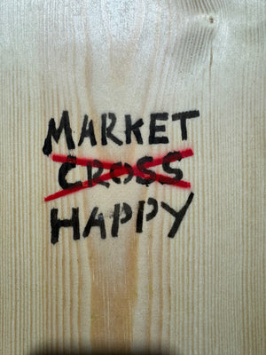 Market Happy - Malmesbury Market Cross Artwork on sparkly black wood - 15 x 25cm