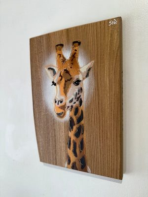 Giraffe ‘High Tower’ New for 2025 on Elm Wood from the UK - Number 4 - size 15 x 24cm