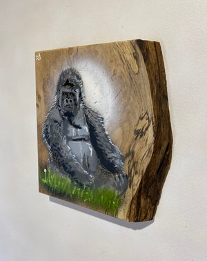 'Big Daddy' Gorilla - Father's Dad Art - Number 3 on Elm Wood