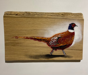 Pheasant on Oak wood from the UK - Signed Limited edition - 39 x 24cm