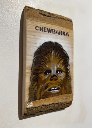 'Chewbarka' New for 2025 on barky Ash wood no. 6 - artwork size 12 x 25cm - Signed Limited Edition