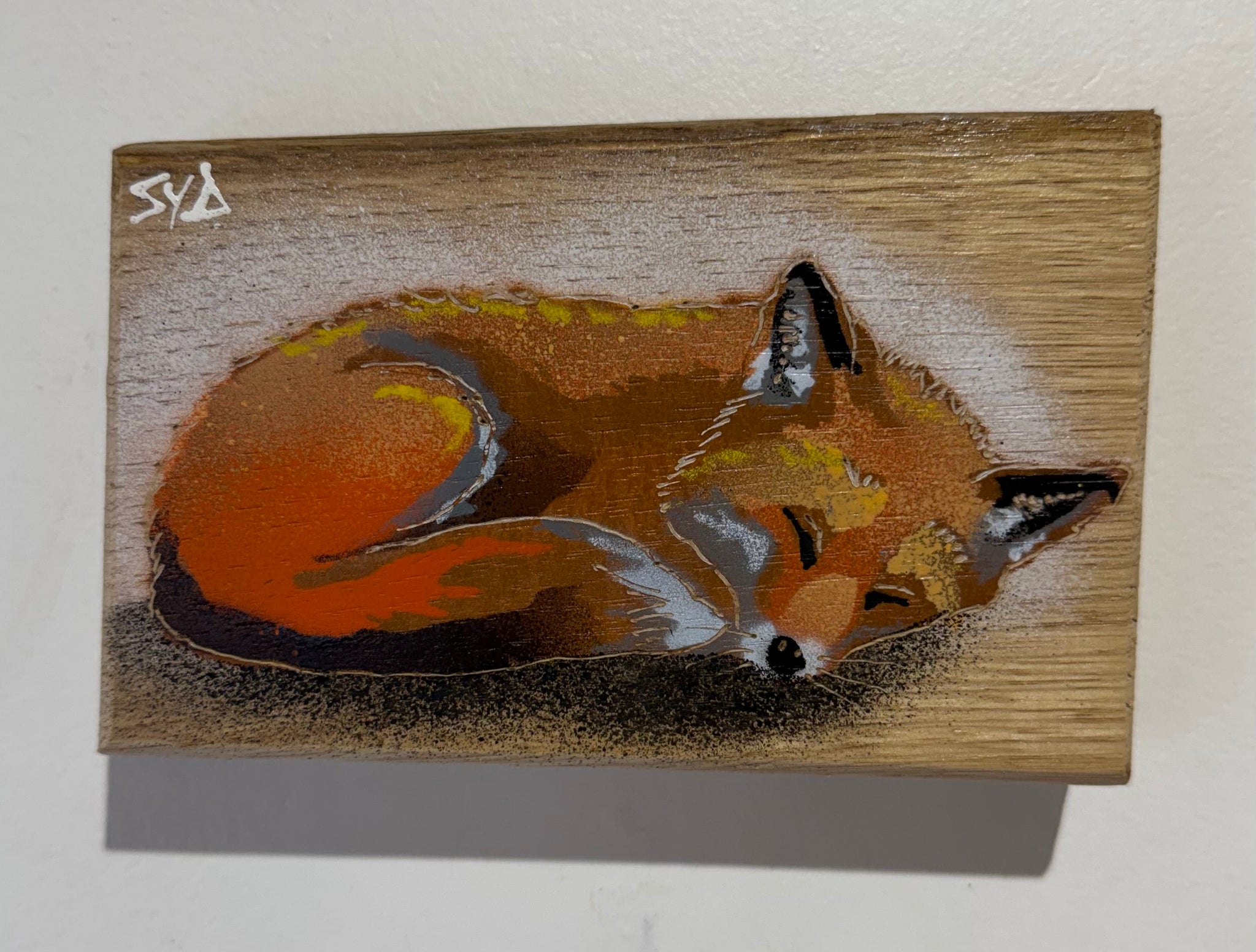 Snoozey Fox - New for 2026 on Oak wood - Number 34 - Size 15 x 10cm