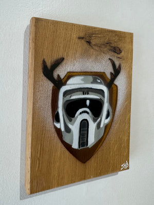 Scouter on Oak wood - Signed Limited Edition artwork -  size 13 x 18cm - 84 in the edition