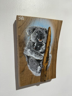 Koala ‘Cuddles’ 2025 - Number 5 in edition - 3D Stencil art on Elm Wood , Size 15 x 21 cm